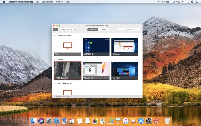 mac remote desktop area