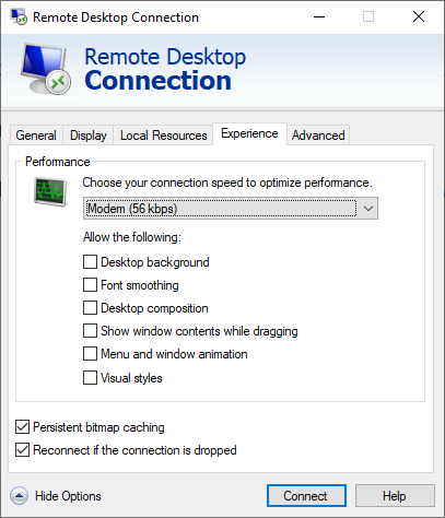 Check why RDP connection quality is low