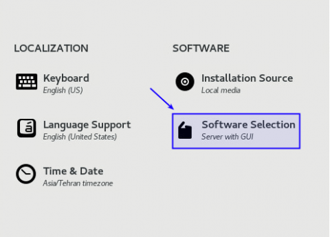 select softwares when installing centos 8