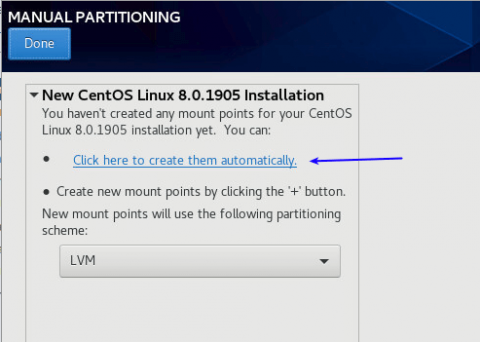 create partition automatically when installing centos 8