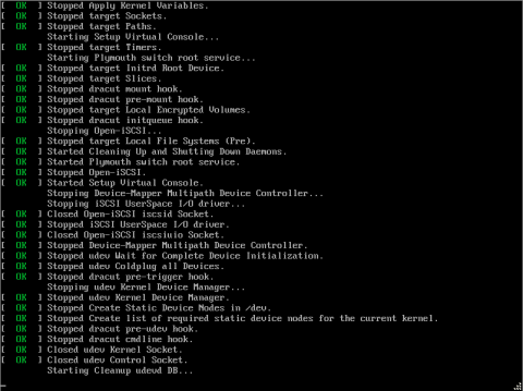 boot messages when installing centos 8