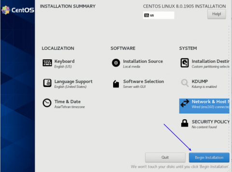 start installing centos 8