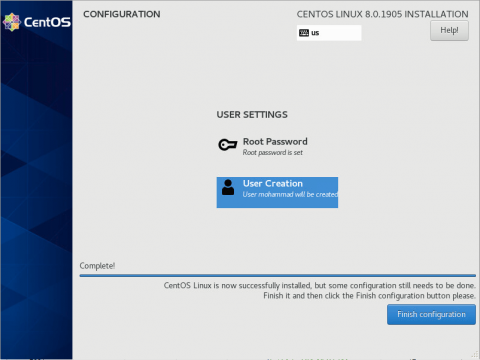 process of installing centos 8