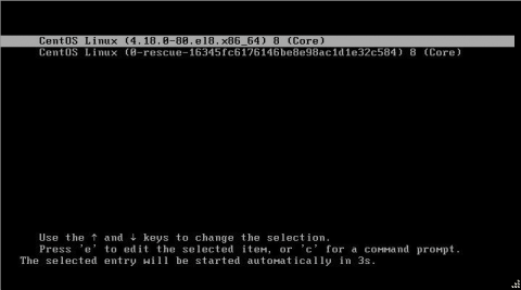 booting process of installing centos 8