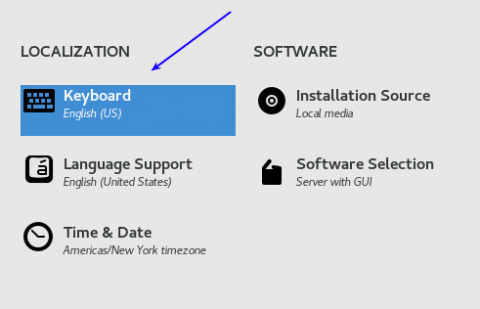 keyborad setting when installing centos 8