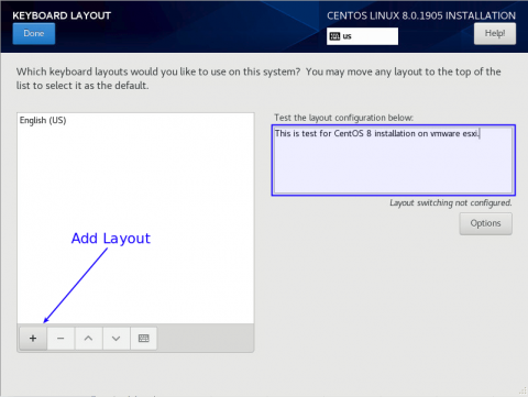 6 keyborad layout when installing centos 8