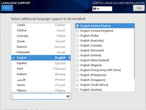 choose language when installing centos 8