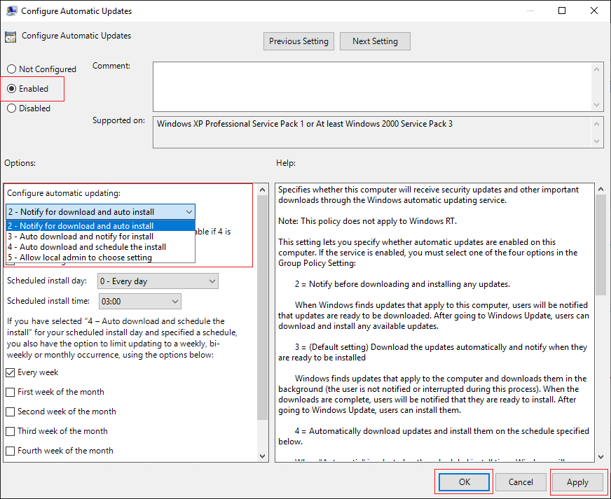 Configure Automatic Updates