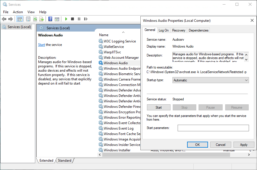 Enable sound in Windows Server