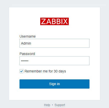 Zabbix Login page