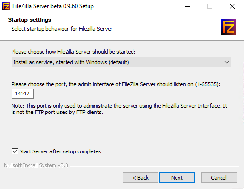 how to install filezilla server on windows