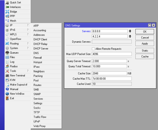 set dns before udating Mikrotik