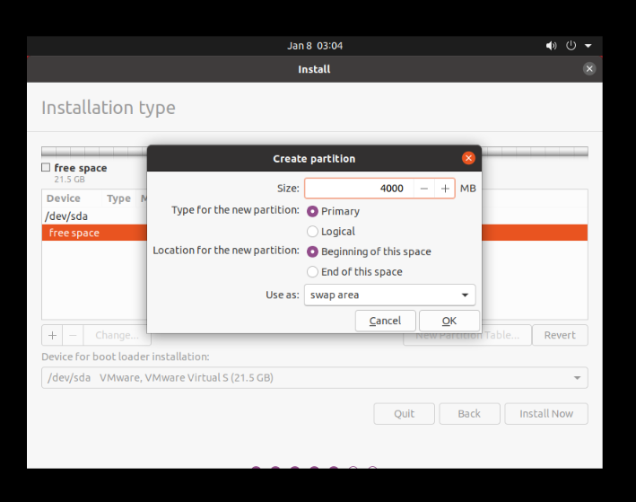 Allocate swap memory