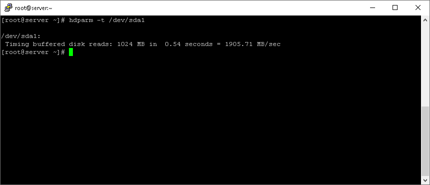 Disk speed test result in CentOS