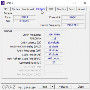 Memmory (RAM) in CPU-Z