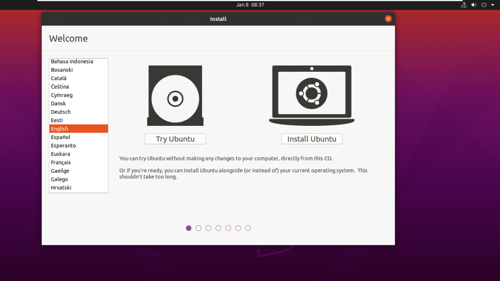 Start ubuntu Installation