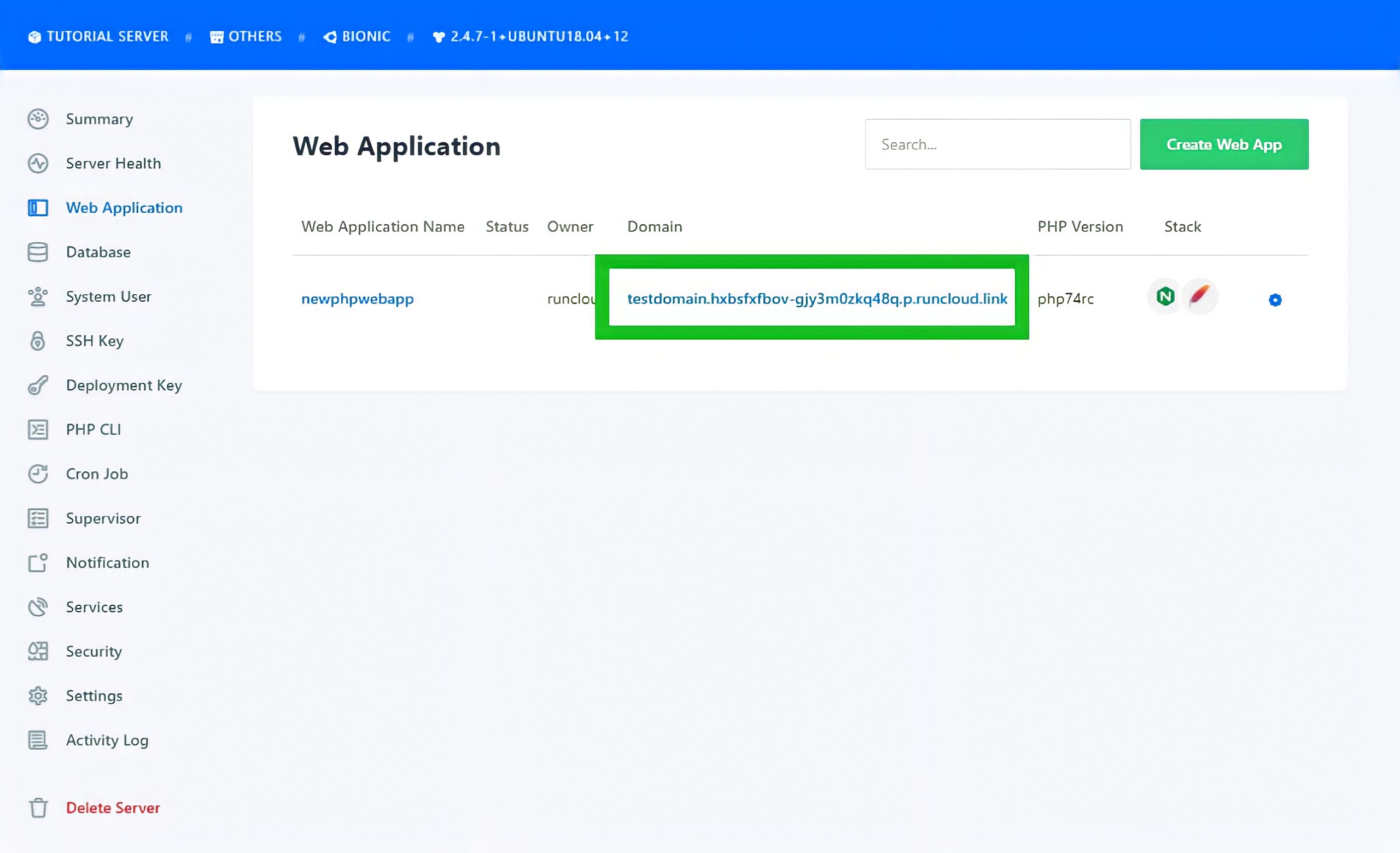 14 RunCloud PHP Web Application