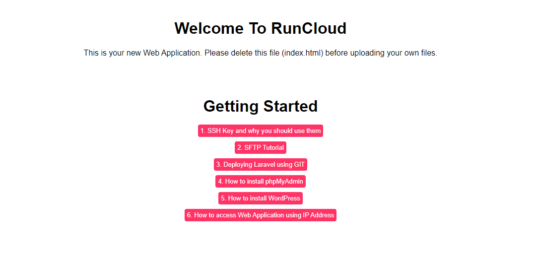 15 RunCloud PHP Web Application installed