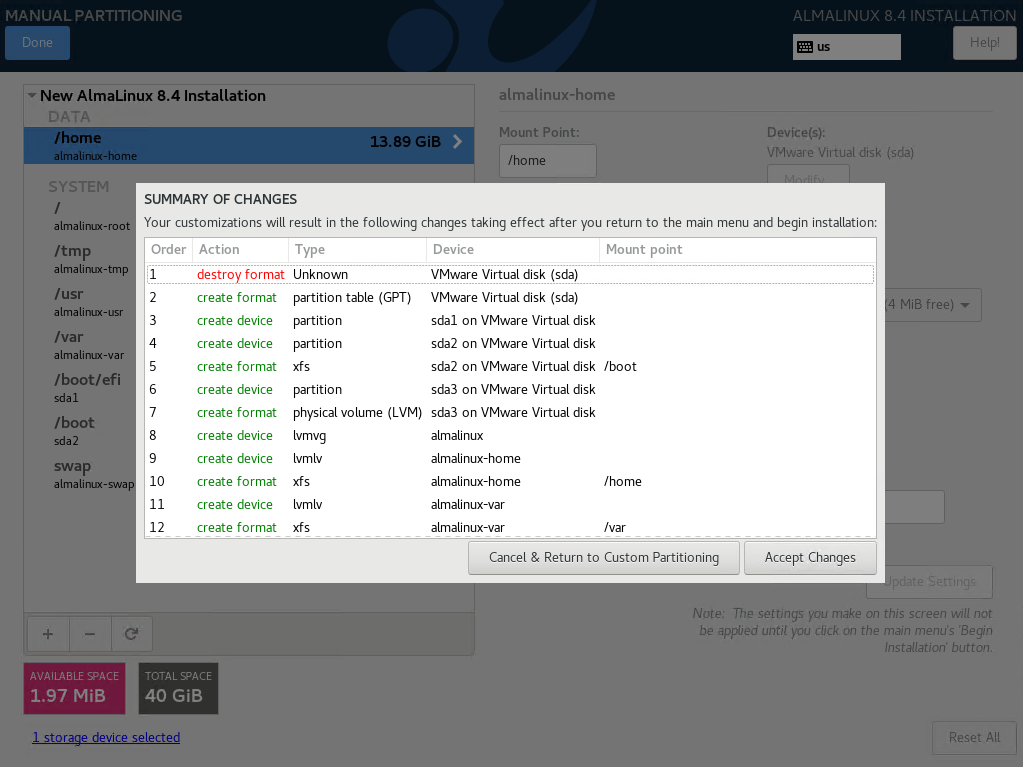 Accept Changes After Partitioning