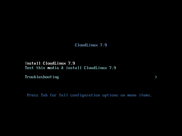 Choose Install CloudLinux 7.9 Option