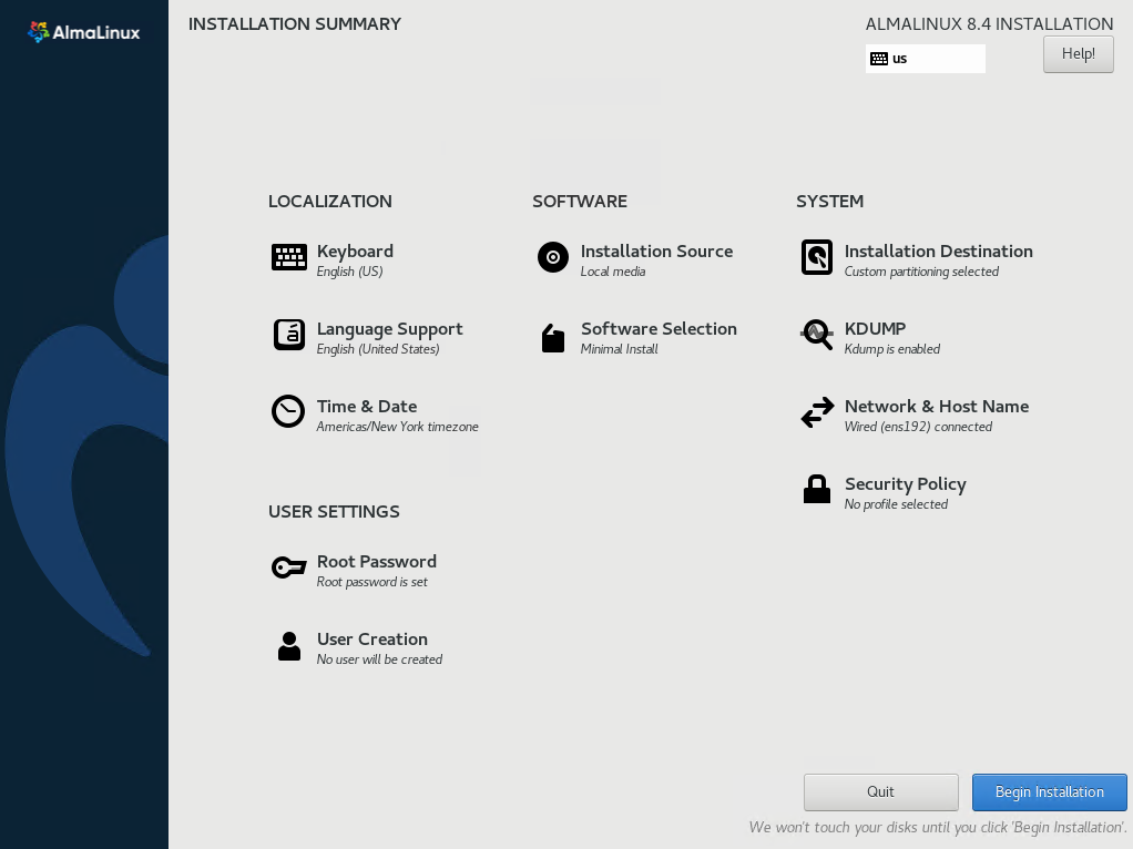 Configuring Installation Options In AlmaLinux