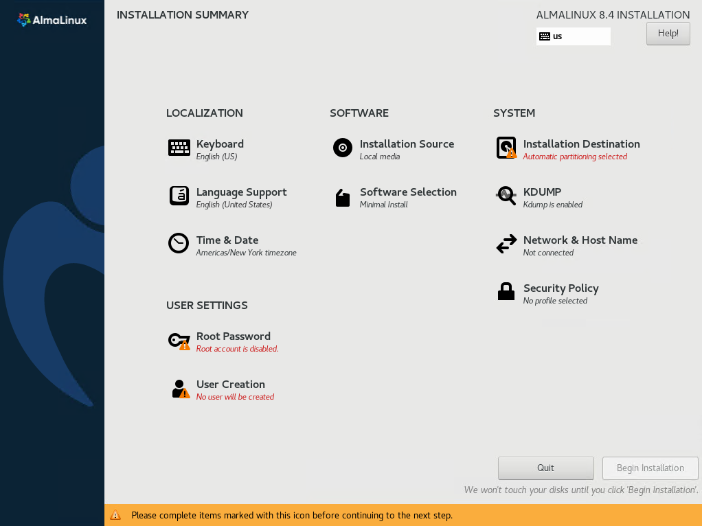 Configuring Partition When Installing AlmaLinux 8.4