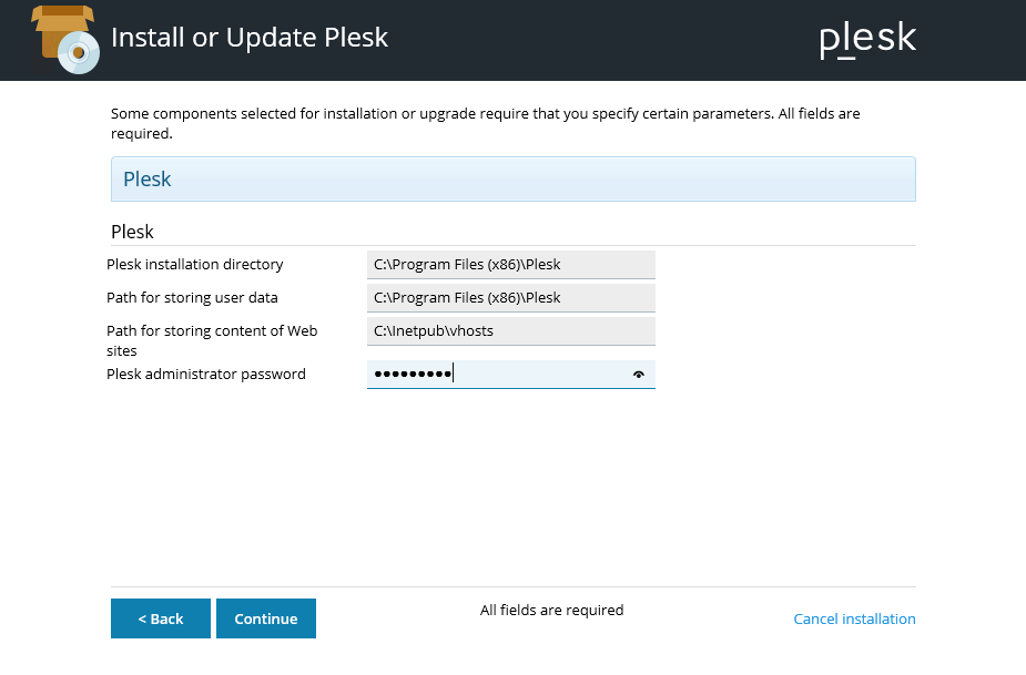 Plesk Installer administrator password 1