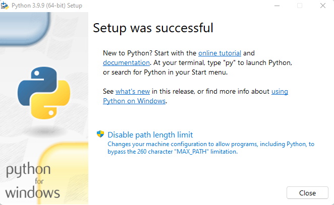 Disable Path Length Limit In Python Windows Installation