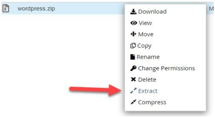 cPanel extract file