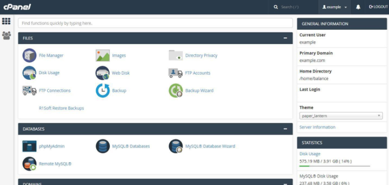 cPanel overview