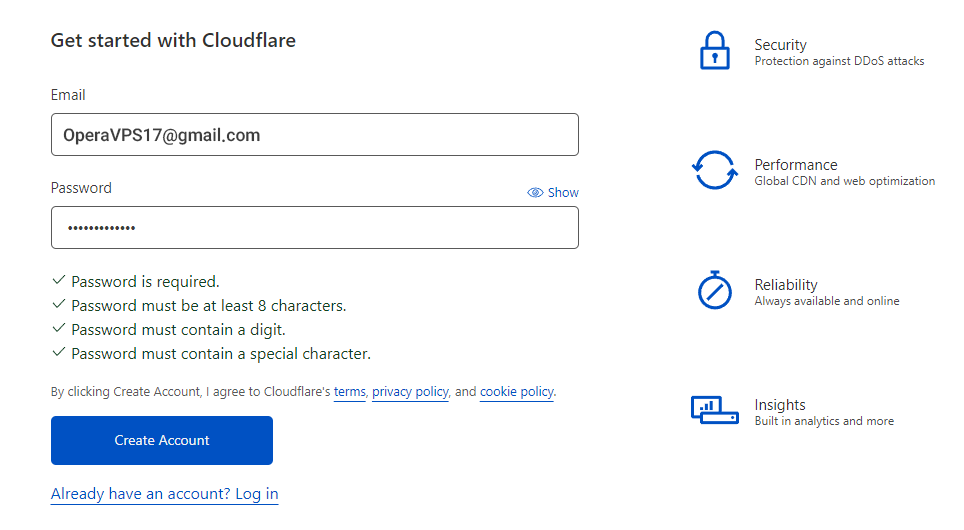 Create A Cloudflare Account