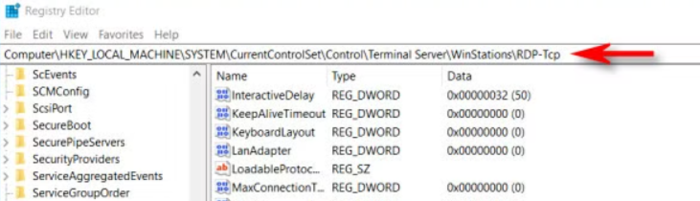 Assign the new port to the Remote Desktop service