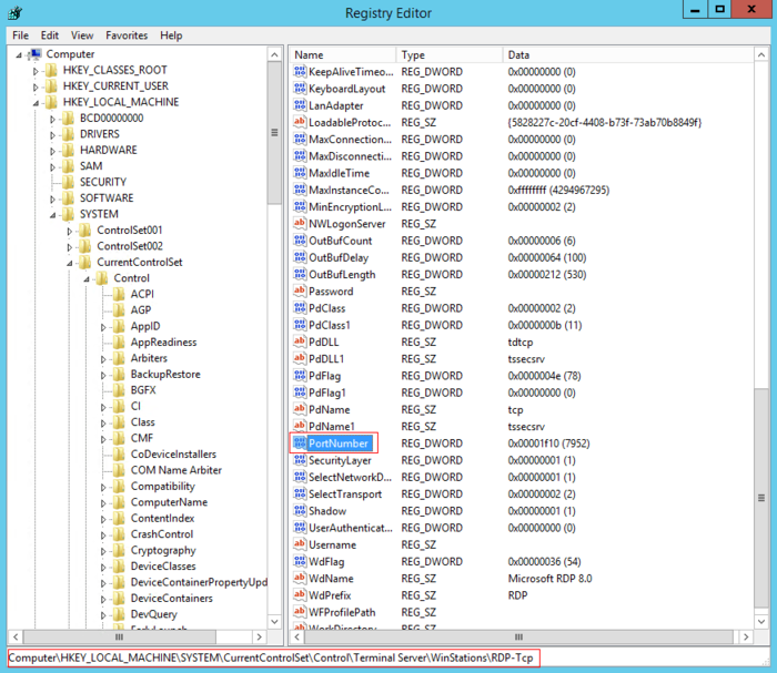 Change RDP Port in the Windows Registry