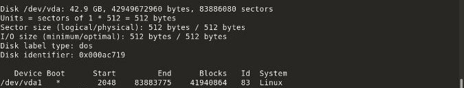 Linux fdisk -l command to check free disk space