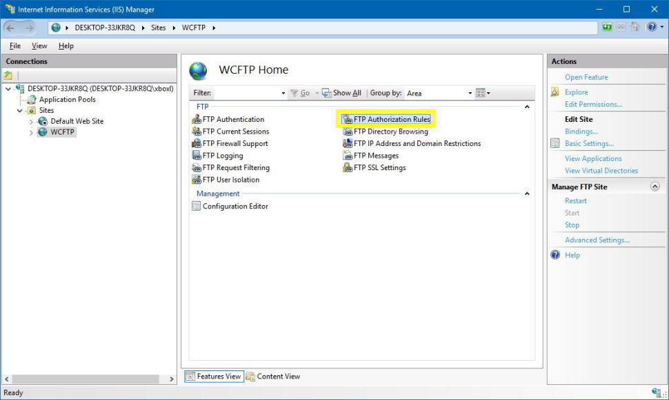 configure FTP Server in Windows