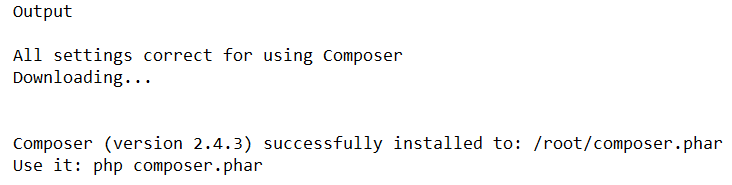 Install composer output