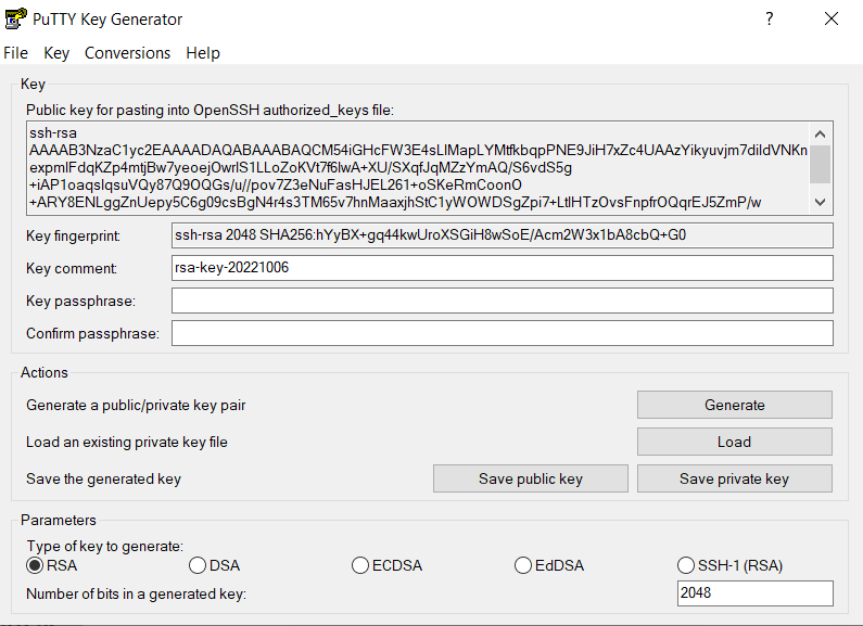 Use PuTTY to Create a Pair of SSH Keys