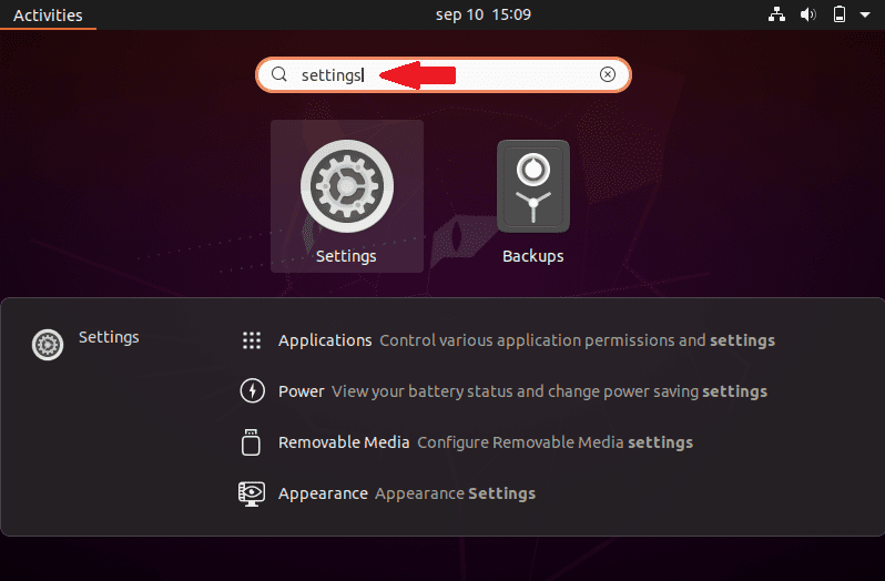 ubuntu settings