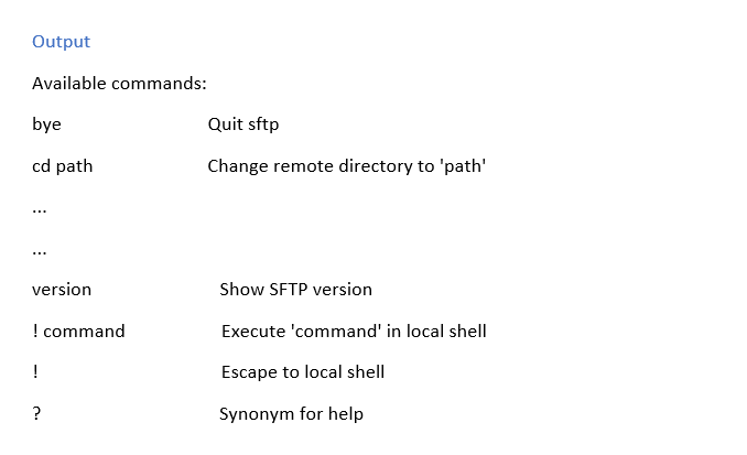 Getting Help in SFTP