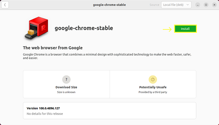 Google Chrome installation on Linux through GUI