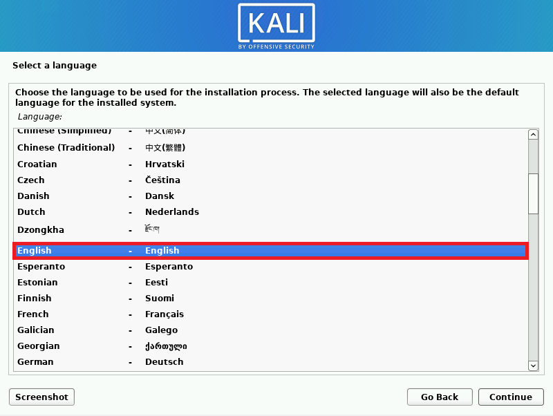 Klai linux language menu