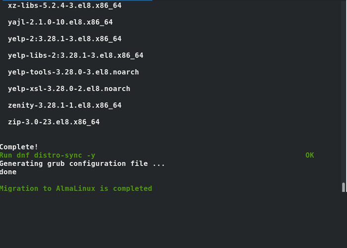 migrating from CentOs8 to Alma Linux8