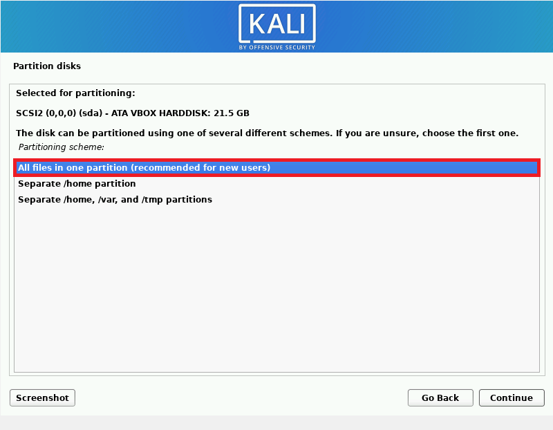 Partitioning Scheme in Kali Linux