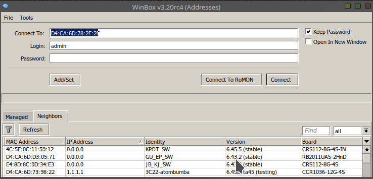 Simple mode of Winbox