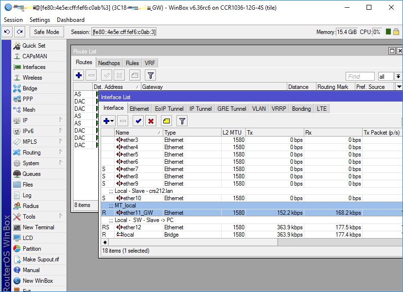 Winbox MDI interface