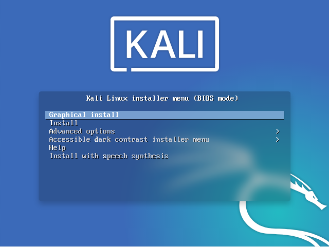  kali Installer Menu