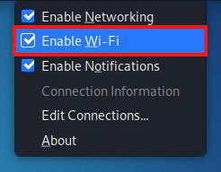 Enable and disable WiFi in Kali Linux via GUI
