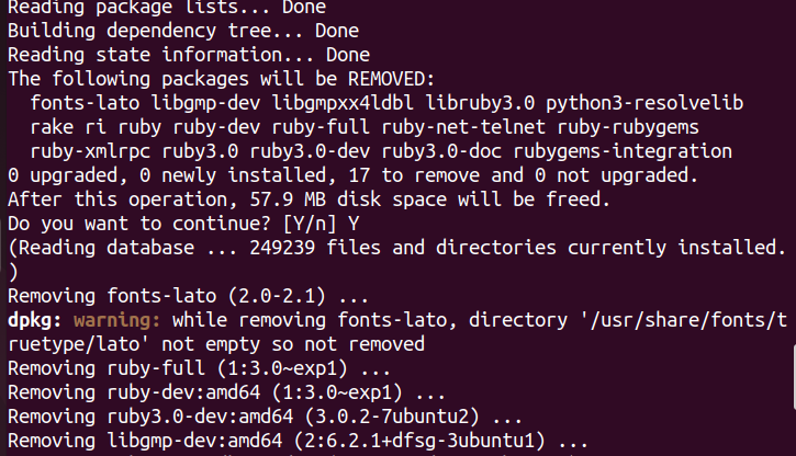  removing Ruby in Ubuntu