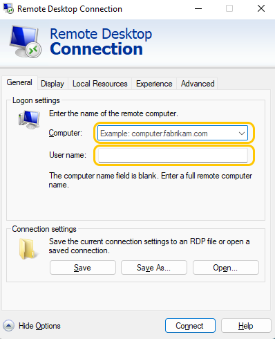 configuring the remote desktop connection for Transfering Files 