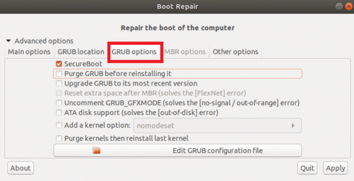 Change-GRUB-Options-from-Boot-Repair